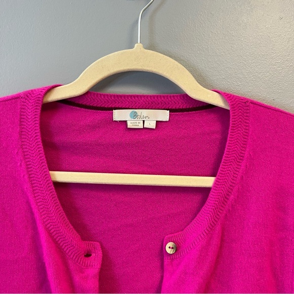 Boden Sweater Eva Cashmere Crew Cardigan in Sangria Sunset (Hot Pink) Sz L EUC - Picture 7 of 13